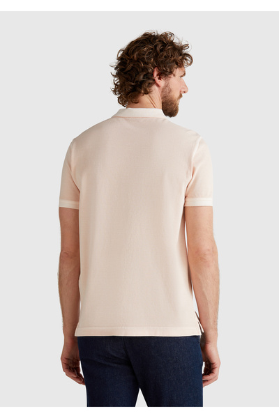 United Colors of Benetton Ανδρικό ροζ μπλουζάκι πόλο 100% Organic Cotton Regular Fit