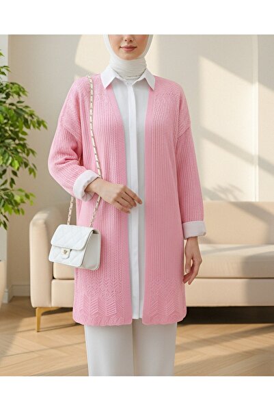 Modamorfo سترة منقوشة ومخرمة - وردي