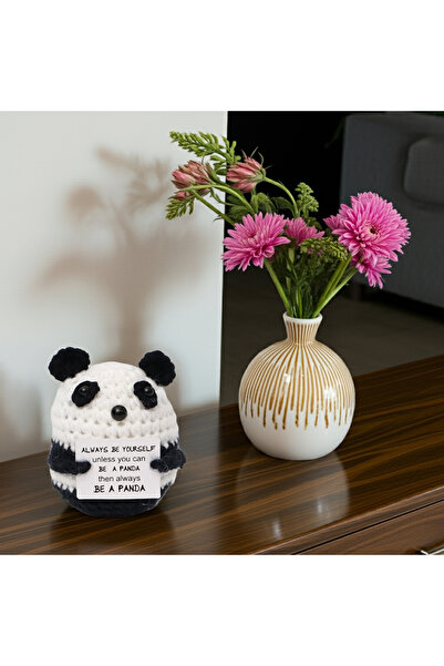 OEM Mascotă croșetată, model panda, Panda pozitiv, cadou de Crăciun cu mesaj,...