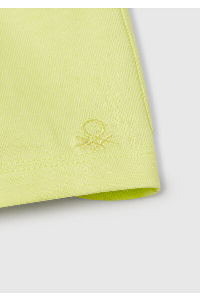 United Colors of Benetton Kız Çocuk Sarı Logo İşlemeli Beli İpli Şort