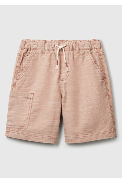 United Colors of Benetton Αγόρι Μπεζ υφαντό ύφασμα με λογότυπο Μπερμάντα με λ...