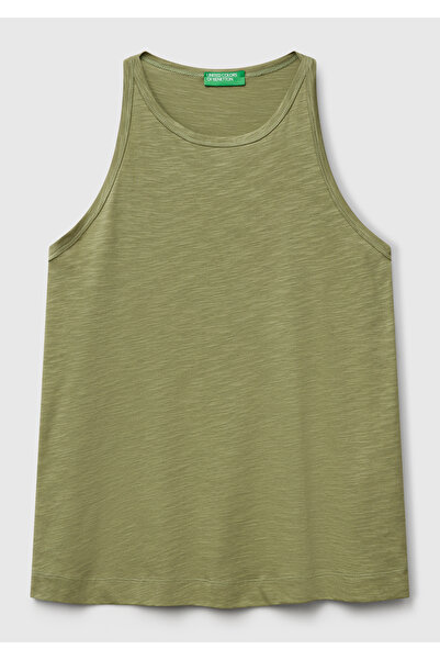 United Colors of Benetton Γυναικείο φυσικό πράσινο Modal Mixed Slub Singlet