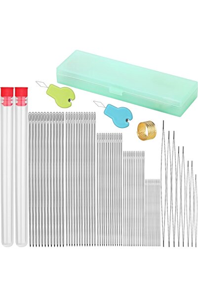 Choice1 type4-74pcs KRABALL Beading Needles Set Long Straight and Big Eye Bea...