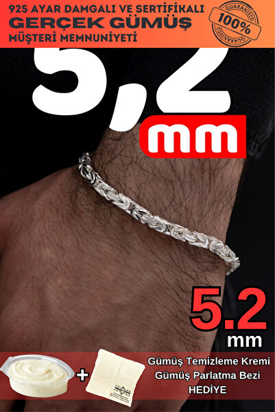 OSMANLI GÜMÜŞ Parlak Kral 5.2 Mm Erkek Gümüş Bileklik