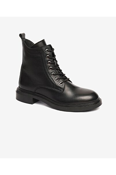 Greyder Kadın Siyah Hakiki Deri Military Bot 4K2UB59183
