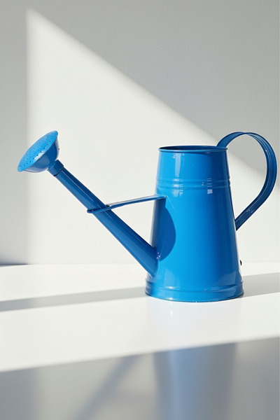 Desen Dekorasyon Stella, recipient metalic pentru udare pentru grădină, cu flori, 3 litri, albastru - udatoare decorativă modernă multifuncțională