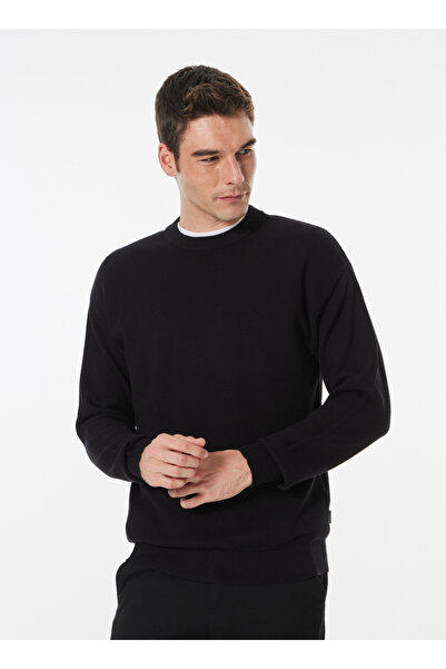 Jack & Jones Bisiklet Yaka Relaxed Siyah Erkek Kazak 12261771_JORSCOTT KNIT C...