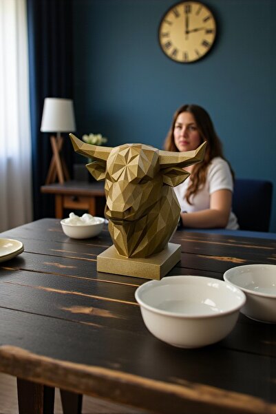 Dropcek eticaret Dekoratif Büst Boğa Heykel Özel Tasarım Hediye 12 X 16 Cm Ço...