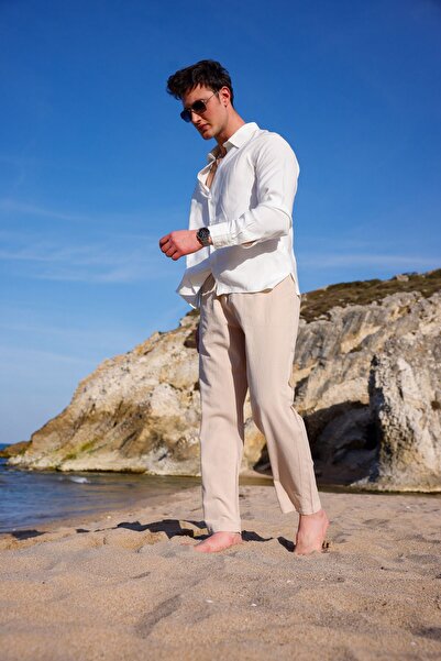 COMBİNE MİCHAİL Relaxed Fit Cotton Linen Pants