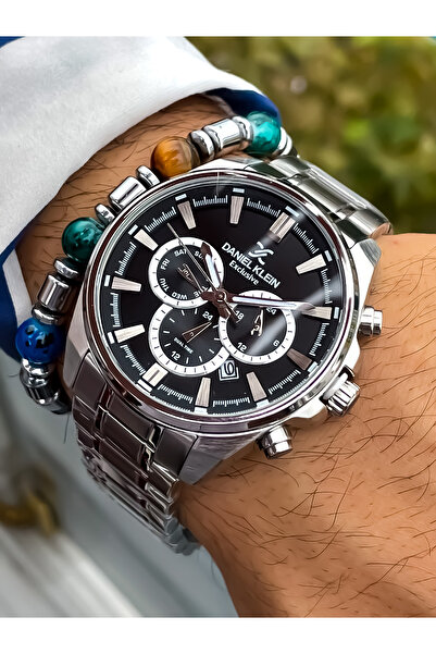 Daniel Klein Men's Steel Watch Bracelet - Multifunction with Calendar