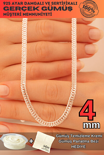 OSMANLI GÜMÜŞ Kadın Gümüş Kolye - 4 mm Oluklu Nano Model Zarif Kadın Kolye