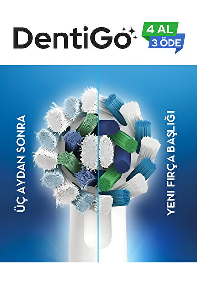 DentiGo Braun - Oral B Şarjlı Ve Pilli Diş Fırçası Uyumlu 4 Adet Yedek Başlık
