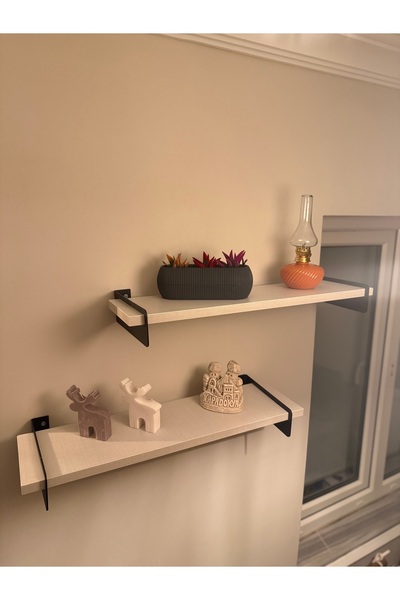 İda Wooden Alto Trend Gri Metal Ayaklı Duvar Rafı - Demir Ayaklı Duvar Kitapl...