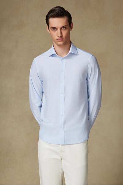 Abbate Ανδρικό πουκάμισο μονόχρωμο με κλασικό γιακά, βαμβακερό μείγμα Comfort Fit της Florence Jersey