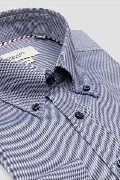 Abbate Matteo Royal Oxford Cotton Comfort Fit Dark Blue Button-Down Collar Men's Solid Shirt
