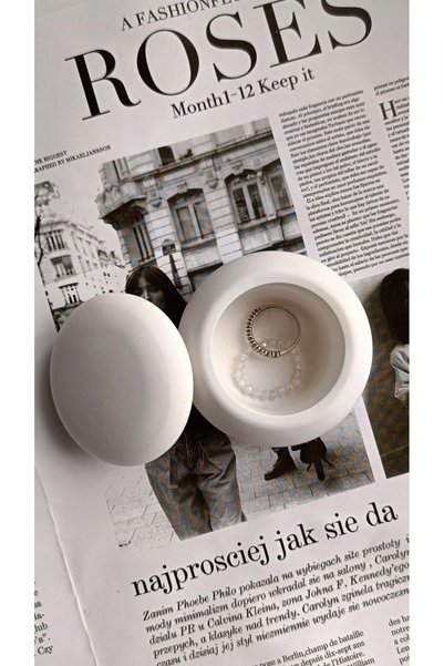 ÇAĞATÖLYE Raw Painted Object Decorative Nordic Round Patterned Tiny Box Jewelry Dish Jewelry Box Candle Holder (6.5*4 cm)