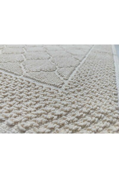NikAr Home Cotton Non-Slip Base Rectangular Bath Mat 80X150 Cm, Cotton Woven Bathroom Carpet