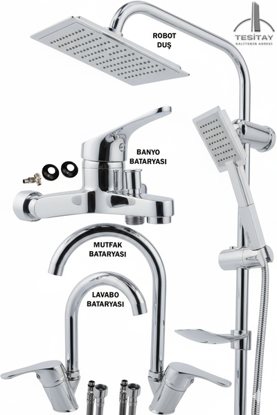 tesitay Lavabo Banyo Mutfak Bataryası Robot Duş Seti Aksesuarlar Musluk Armat...