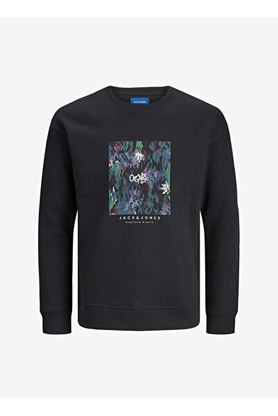 Jack & Jones Erkek Çocuk Siyah Sweatshırt JORSILVERLAKE SWEAT CREW NECK JNR