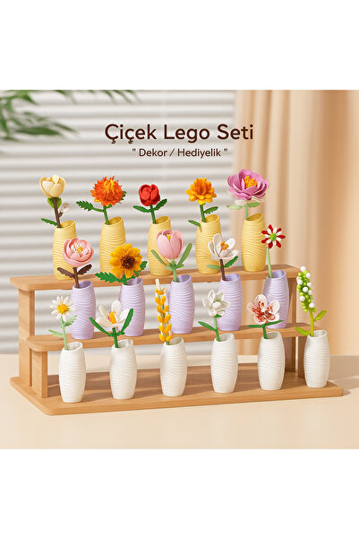 HEY GİDİ GİFT TOY STORE Botanical Mini Çicek Lego Seti - Dekoratif Çiçek Yapım Seti - Dekoratif Ev & Ofis Süsü | Hediyelik