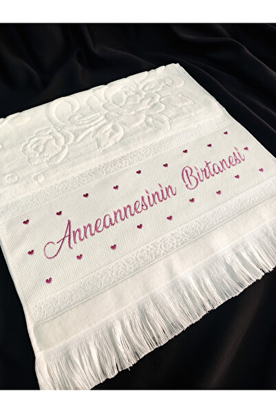 Sahra Çeyiz Nakış Kişiye Özel Yazı İşlemeli Kadife Etamin %100 Pamuk Havlu