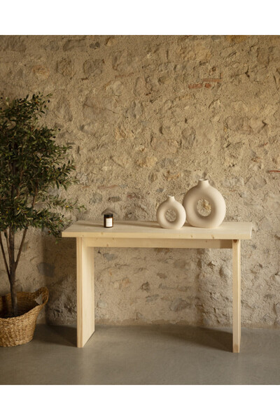 SERAHŞAP Ahşap Konsol, Antre Salon Yatak Odası Doğal Tonda Masif 120x70