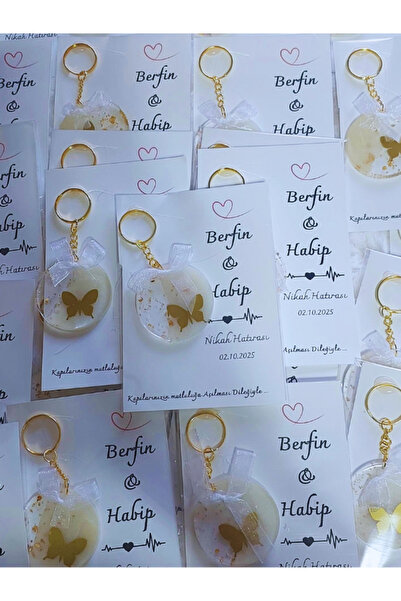 Gelinrehberi 25 Adet Kartlı Epoksi Anahtarlık , Söz , Nişan, Nikah , Kına, Me...