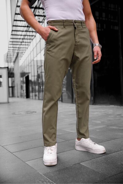 COMBİNE MİCHAİL Slim Fit Men's Fabric Trousers Khaki Model