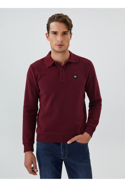 Lee Cooper Ανδρικό φούτερ Polo Neck Claret Red 241 LCM 241014 NEWBLEND BORDO