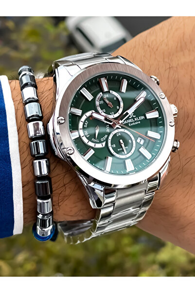 Daniel Klein ساعة يد رجالية فاخرة نشطة لجميع الوظائف مع هدية سوار