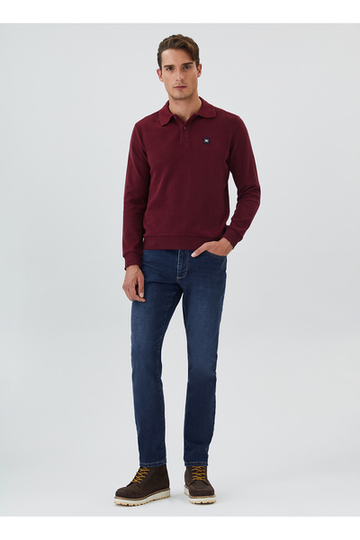 Lee Cooper Ανδρικό φούτερ Polo Neck Claret Red 241 LCM 241014 NEWBLEND BORDO