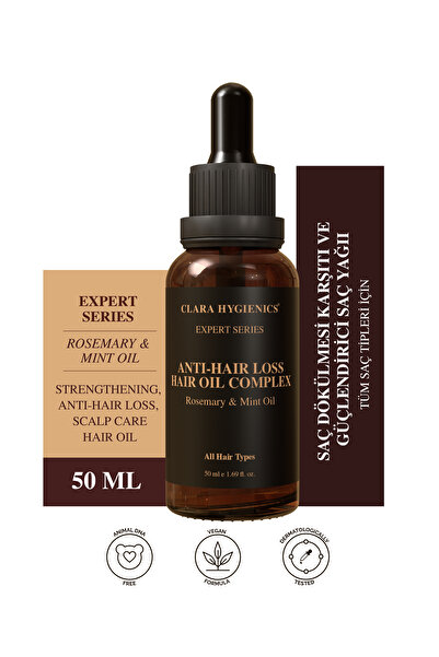 Clara Hygienics Expert Series Dökülme Karşıtı Saç Bakım Yağı 50 ml - Kökleri Güçlendirici Vegan (Biberiye&Nane Yağı)