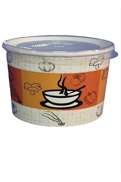 BARKAN CUP 14 Oz 1000 adet Kapaklı Karton Çorba Kasesi - Aşure Kasesi - Tatlı Kasesi