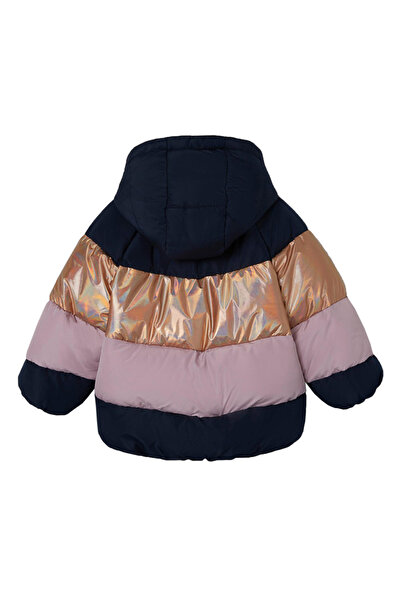 name ıt Lacivert Kız Bebek Mont NMFMILLE PUFFER JACKET BLOCK FOIL