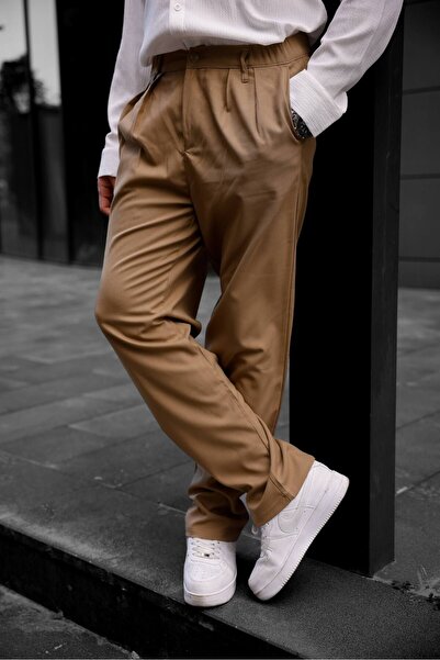 COMBİNE MİCHAİL Чоловічі баггі-фіт штани з плісированою тканиною (коричневі)