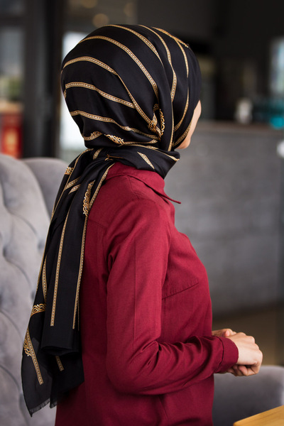 Vissona 100% ΜΕΤΑΞΩΤΗ ΖΩΝΗ ΜΑΥΡΟ - ΧΡΥΣΟ ΧΡΩΜΑ ΣΑΛΙ