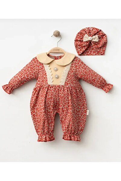 genybaby Leoparlı Mevsimlik Tulum Bandana Hediyeli 2'li Kombin