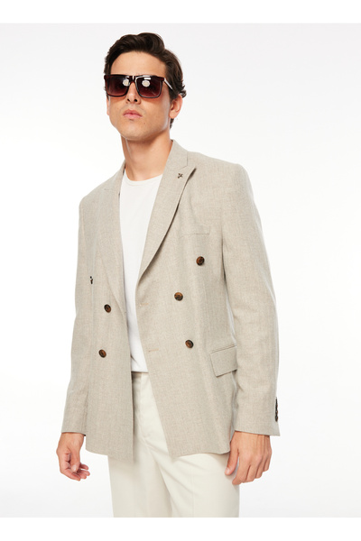 Fabrika Slim Fit Bej Erkek Düz Ceket F3WM-CKT174