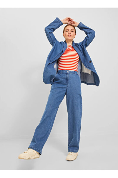 JJXX Yüksek Bel Geniş Paça Loose Fit Mavi Kadın Denim Pantolon JXMARY MW DENI...