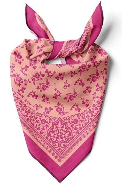 Modabutik E110 Γυναικεία μπαντάνα με vintage σχέδια 50x50 Ροζ DG0206-22 Snz