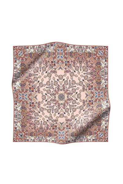 Vissona %100 Twill İpek Şal Desenli Bakır Renkli 90x90 Eşarp Dikim Şekli : El...