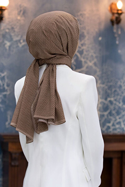 Vissona LÜKS MEDİNE İPEĞİ HASIR DESENLİ VİZON RENKLİ 75X195 KIRIŞMAZ ŞAL MOSS KREP DİKİŞ TİPİ İTALYAN DİKİŞL