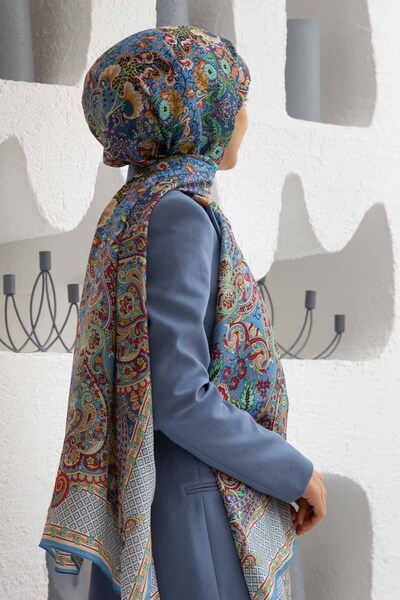 Vissona 100% ΜΕΤΑΞΙ ΣΑΛΙ ΜΕ ΣΧΕΔΙΟ ETRO ΜΩΡΟ ΣΕ ΜΠΛΕ - ΣΜΑΡΑΓΔΕΝΙΟ ΠΡΑΣΙΝΟ ΧΡΩΜΑ