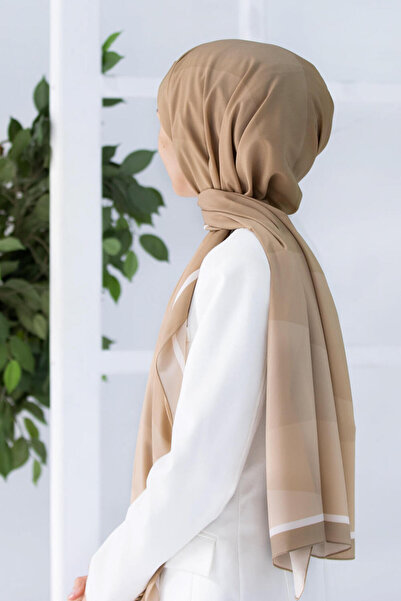 Vissona Luxury Medina Silk Geometry Patterned Mink Color 75X195 Wrinkle Free Shawl Moss Crope Stitch Type Italian Straight