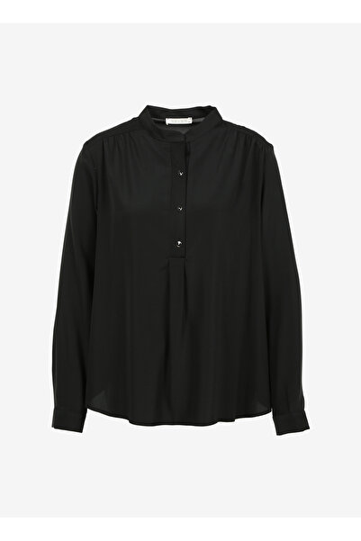 Selen Hakim Yaka Düz Siyah Kadın Bluz 23KSL8625