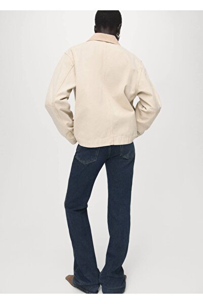 MANGO Woman Kontrast yakalı denim parka