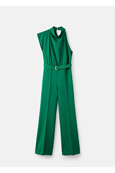 MANGO Woman Kemerli asimetrik uzun tulum