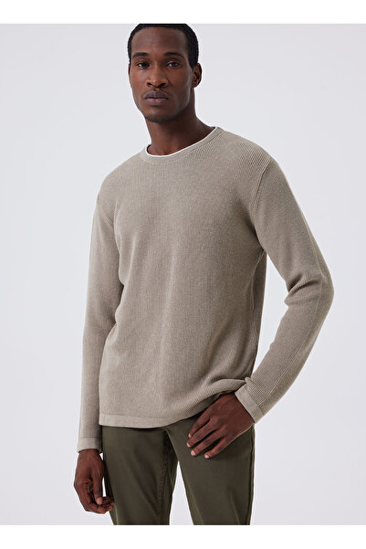 Lee Cooper Ανδρικό πουλόβερ με λαιμόκοψη σε σχήμα O, κανονική εφαρμογή, μπεζ 241 LCM 241031 LORENS BEIGE