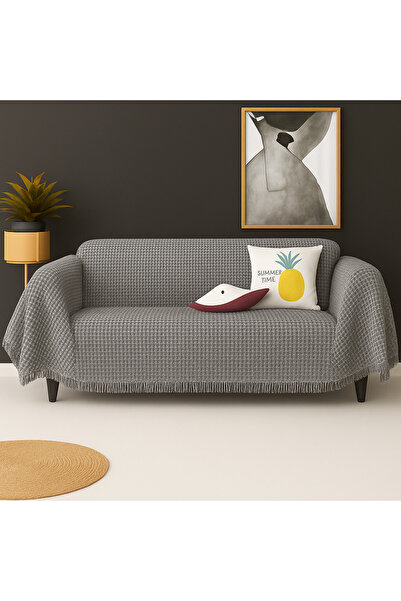 Rell Home Pamuklu Dokulu Koltuk Şalı 170x300 cm Battal Boy – Saçaklı TV Battaniyesi & Dekoratif Koltuk Örtüsü