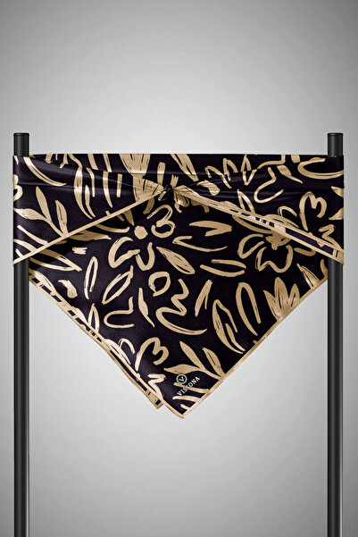 Vissona Μαύρο και μπεζ μεταξωτό μαντήλι